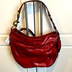 Coach Zoe Patent Leather Medium Hobo Handbag Red (NWT)